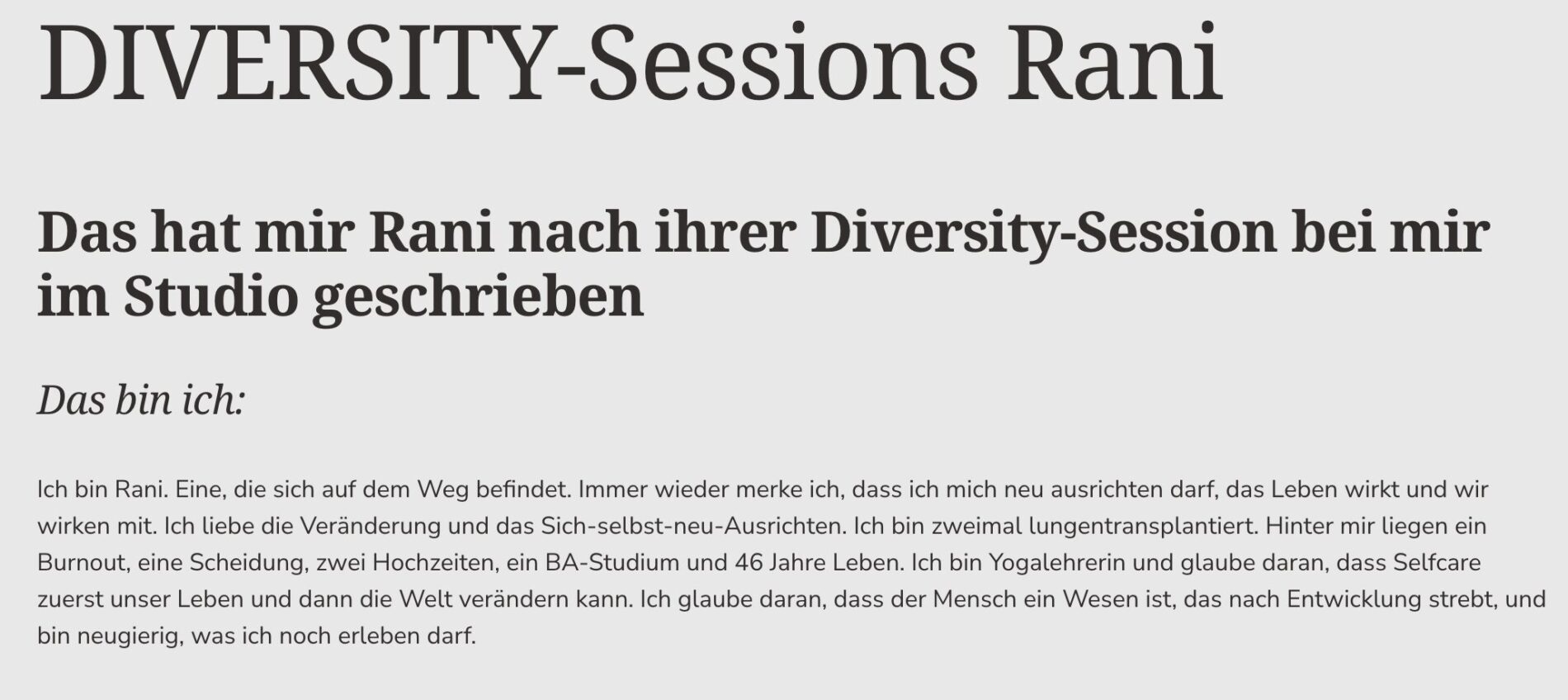 Maria Blum Shooting. DIVERSITY-Sessions Rani